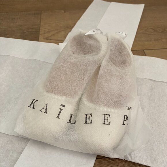 Ivory Satin Flats with Mini Pearls - Picture 2 of 5